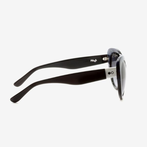 Side angle of cateye oversized ethical sunglasses in black