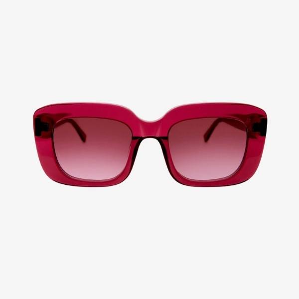 Berry Purple Pink coloured rectangle sunglasses with matching lenses. Made from eco friendly materials