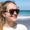 woman wearing eco friendly acetate sunglasses in an aviator frame