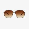 angular aviator sunglasses with brown lenses