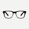 Sustainable square prescription glasses in havana brown tortoiseshell. Available with blue light blocking lenses.