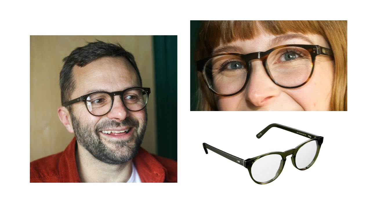 Collage of moyo unisex vintage round glasses. Made from bio-acetate in Italy.