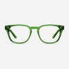 Classic square emerald green glasses with a keyhole nose bridge detail. Made from sustainable bio-acetate.