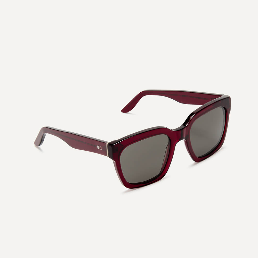 Pala Eyewear Thabo Sunglasses Frame In Ruby Red Bio-Acetate. Oversized square style